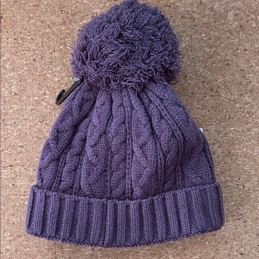 Northern Classics Beanie‎ Kids 9-18M Purple NEW Cable Knit Fleece Lined Pom Hat
